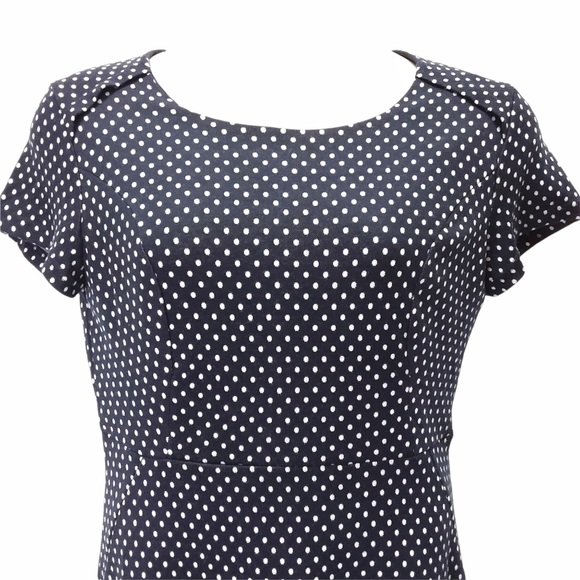 Suzanne Betro Navy Blue Polka Dot A-Line Dress - Picture 3 of 7